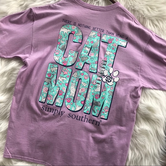 Simply Southern Nwt Cat Mom T Shirt 